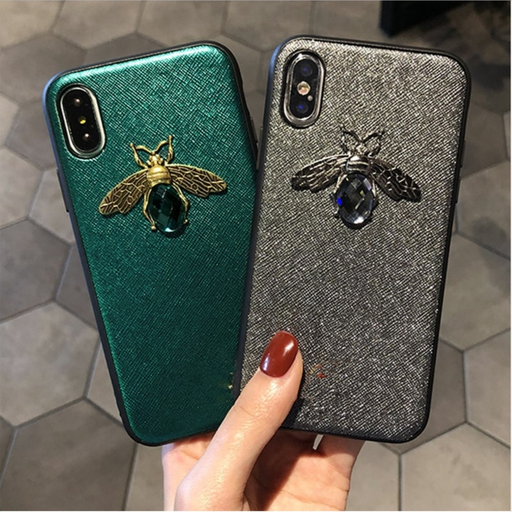 🐝 Diamond Bee Glitter Slim iPhone Case in Gray - Picture 2 of 5